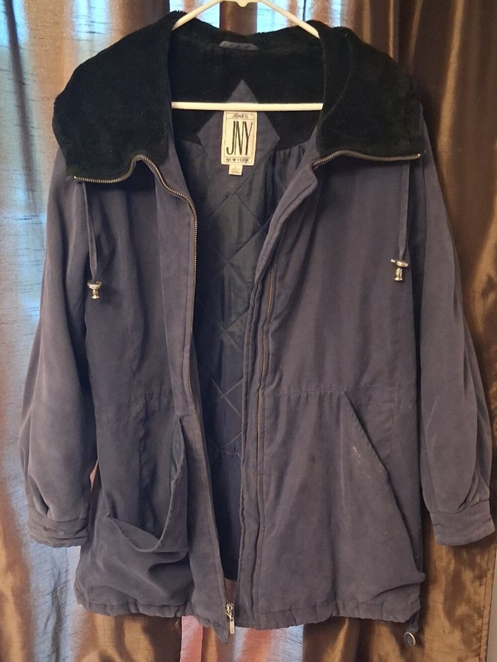 Jones New York Women's Large Navy Blue Parka